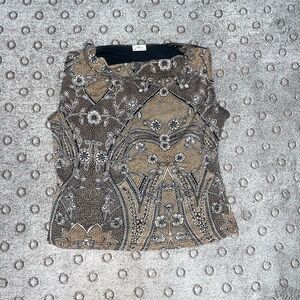 Creative Design Works (CDW) Women’s Sleeveless Top Size XL Black/Brown Floral